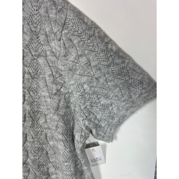 Croft & Barrow Plus Short Sleeve Pointelle Sweater Top Gray Size 4X Lightweight - Picture 6 of 16
